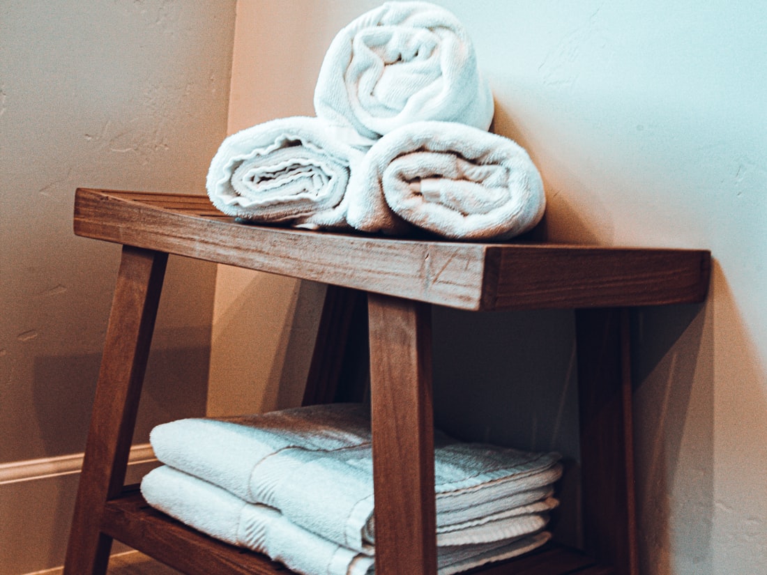 Stack of clean white spa towels